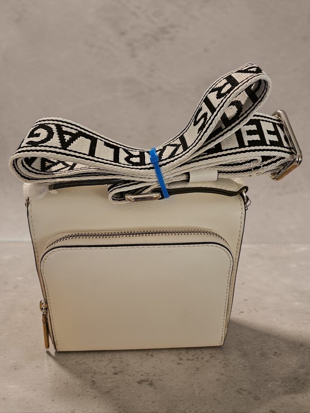 Karl Lagerfeld White Leather Crossbody Bag with Charms - Picture 2 of 8